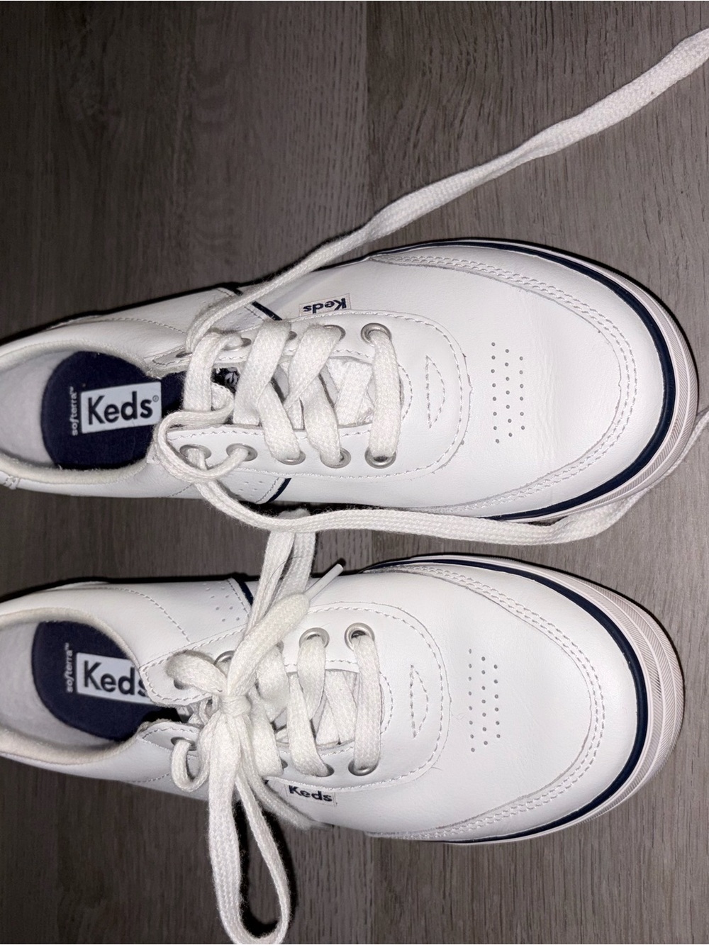 Ked’s Courty Lace Up White Navy Accent Sneakers